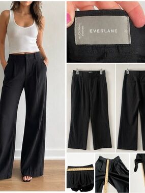 Everlane Black Wide Leg Trousers 28 Minimal Chic Capsule Wardrobe Work Pants